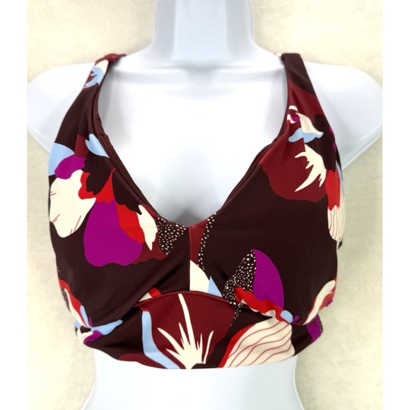 Athleta Other - Athleta D-DD Size Small Floral Plunge Bikini Swim Top Hermosa Hero Bloom